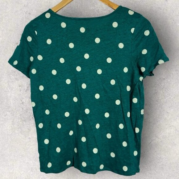 Sezane 100% Linen Andre T-Shirt Green White Polka Dots Size Medium Tee Blouse M - Picture 5 of 12
